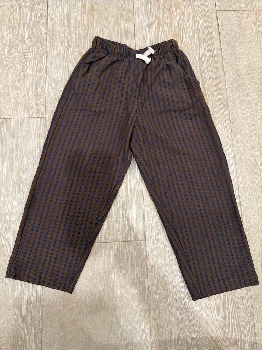 Zara Kids Brown & Navy Stripe Pull-On Pants